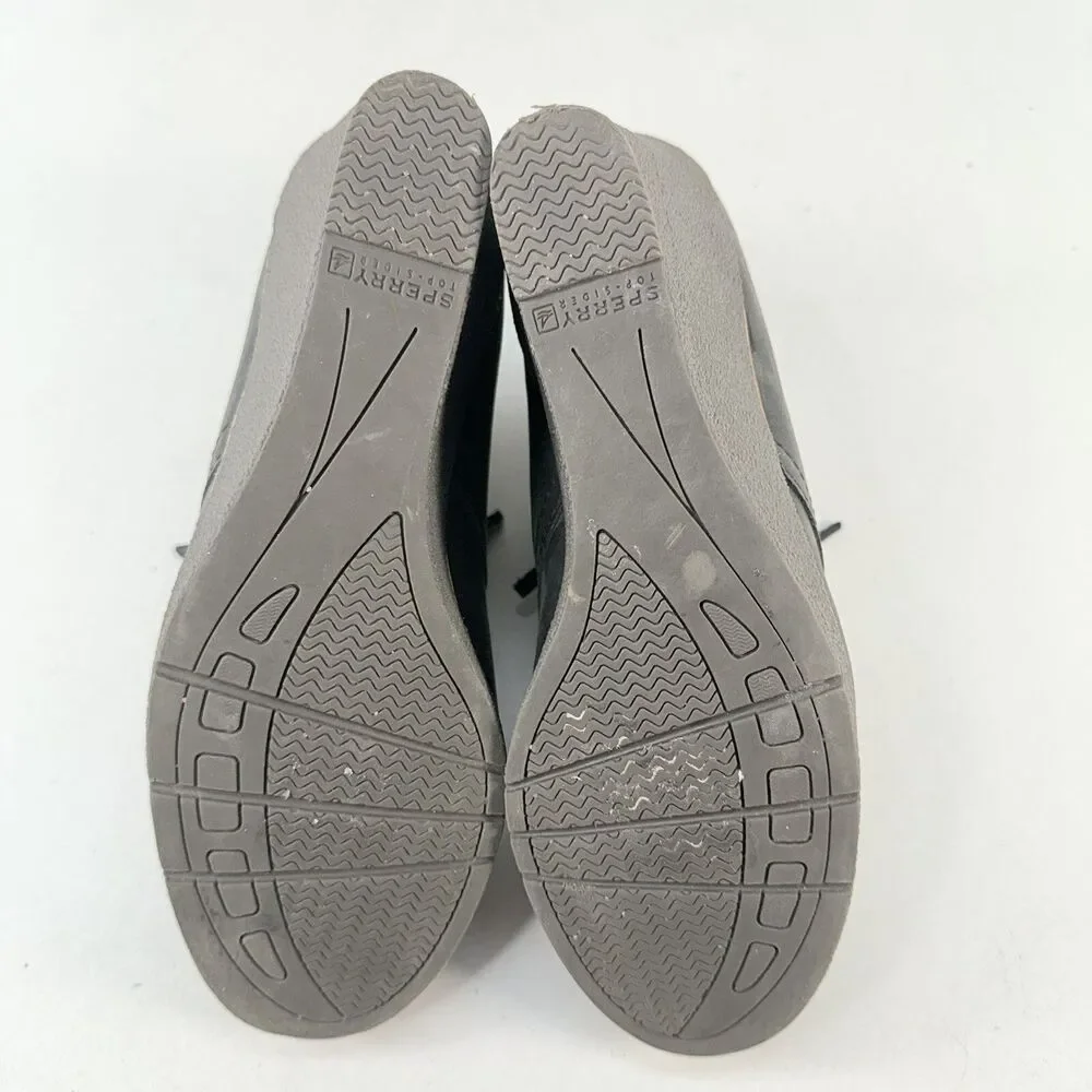 SPERRY Top Sider Harlow Black Leather Booties Wedge STS90491 Size 9.5 M